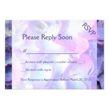 Cartão roxo azulado da resposta do Hydrangea RSVP Convite Personalizado