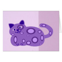 Cartão vazio do gato roxo gordo