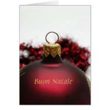 cartão vermelho italiano dos enfeites de natal