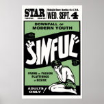 Cartaz cinematográfico "pecador" do vintage poster