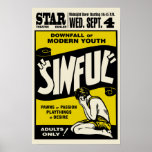 Cartaz cinematográfico "pecador" do vintage poster