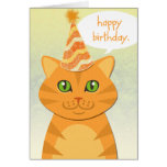 Cartões alaranjados do feliz aniversario do gato m