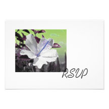 Cartões brancos e azuis do hibiscus RSVP Convites Personalizado