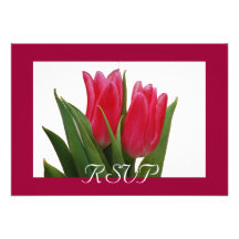 Cartões das tulipas RSVP do rosa quente Convite Personalizados