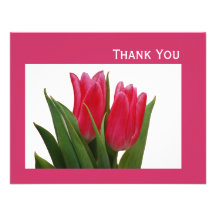 Cartões de agradecimentos cor-de-rosa das tulipas convites personalizado