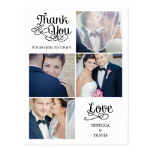 Cartões de agradecimentos modernos do casamento da cartao postal