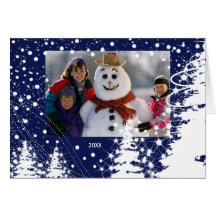 Cartões de foto de Natal cobertos de neve da famíl