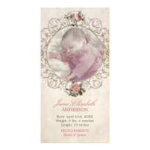 Cartões de fotos do anúncio do bebê dos rosas do v cartões com foto personalizados