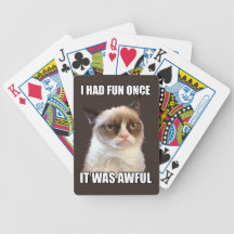 Cartões de jogo mal-humorados do gato jogos de baralho