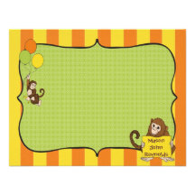 Cartões de nota personalizados macaco convite personalizados