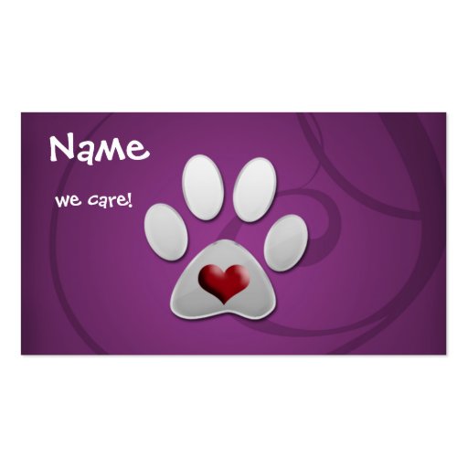 cartões de visitas animais roxos