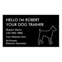 Cartões de visitas simples do treinamento do cão