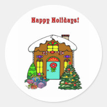 Casa de pão-de-espécie do Natal e boas festas Adesivo Redondo