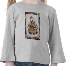 Casa de pão-de-espécie no vitral t-shirt