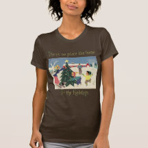 Casa para a cena do vintage dos feriados tshirts