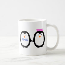 Casal do pinguim caneca
