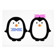 Casal do pinguim convite personalizado