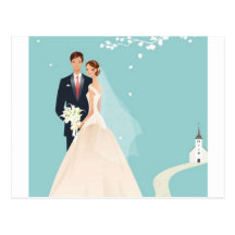 casal wedding cartoes postais