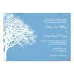 Casamento branco e azul do carvalho do inverno convites personalizado