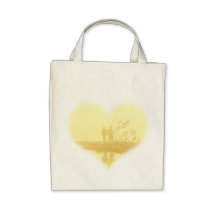 Casamento de praia amarelo do coração bolsas para compras