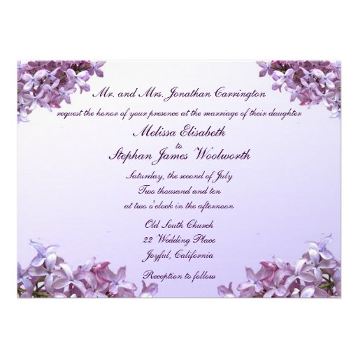 Casamento do Lilac Convite