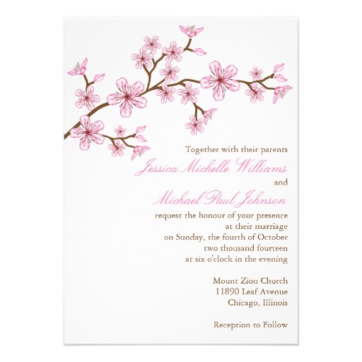Casamento elegante da flor de cerejeira convites personalizados