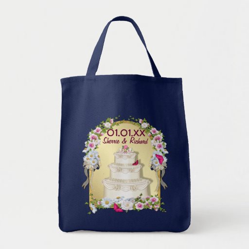Casamento floral do bolo bolsas de lona