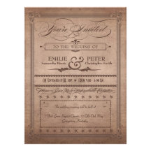 Casamento & recepção rústicos do cacau do poster v convites personalizados