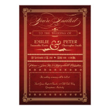 Casamento & recepção vermelhos do luxuoso do poste convites personalizados