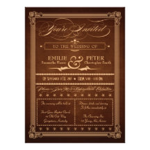 Casamento rico de Brown do estilo do poster vintag Convite