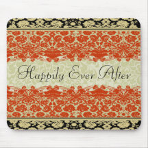 Casamento tema damasco vermelho mouse pad