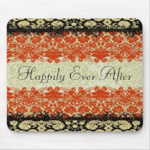 Casamento tema damasco vermelho mousepads