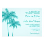 Casamento tropical da palmeira azul da cerceta convites personalizados