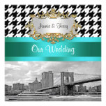Casamento vermelho branco do preto Houndstooth 2 d Convite