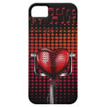 Caso do iPhone 5 do microfone do vintage do coraçã Capa iPhone 5