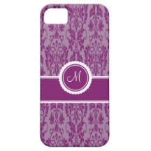 Caso Monogrammed do iPhone 5 do damasco da uva Capas De iPhone 5 Case-Mate
