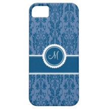 Caso Monogrammed do iPhone 5 do damasco do mirtilo iPhone 5 Capa