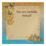 Castelo medieval do conto de fadas convite personalizado