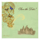 Castelo medieval do conto de fadas convite personalizado