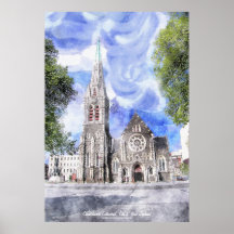 Catedral de Christchurch, poster da arte do Waterc
