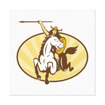 Cavalo de equitação de Valkyrie retro Impressão De Canvas Envolvidas
