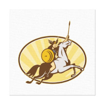 Cavalo de equitação de Valkyrie retro Impressão Em Canvas