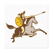 Cavalo de equitação de Valkyrie retro Impressão De Canvas Envolvidas