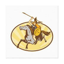 Cavalo de equitação de Valkyrie retro Impressão Em Canvas