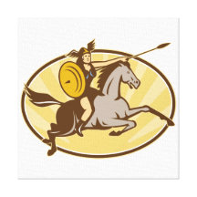 Cavalo de equitação de Valkyrie retro Impressão Em Tela Canvas