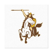 Cavalo de equitação de Valkyrie retro Impressão De Canvas Envolvidas