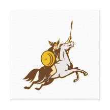 Cavalo de equitação de Valkyrie retro Impressão Em Canvas