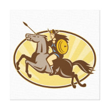 Cavalo de equitação de Valkyrie retro Impressão De Canvas Envolvidas