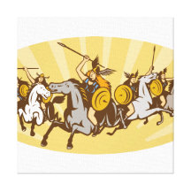 Cavalo de equitação de Valkyrie retro Impressão De Canvas Esticada