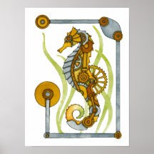 Cavalo marinho de Steampunk Poster